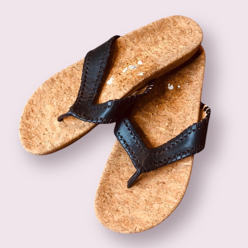 Jack Rogers Cork Footbed Sandals with Black Trim